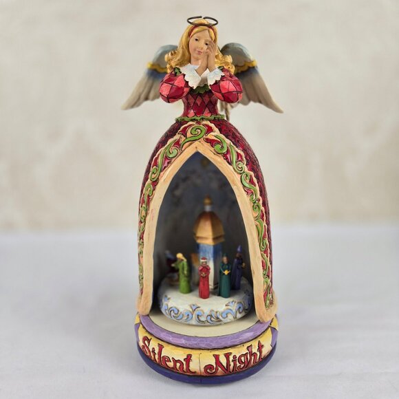 Jim Shore Silent Night Angel Music Box Interior Light Nativity Scene Heartwood - Picture 1 of 14